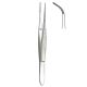 Iris delicate dressing forceps serrated 10cm - strong curve