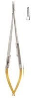Jacobson micro needleholder straight 18cm with catch serrated - Tungsten Carbide fine