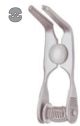 Glover AT (atraumatic serration) bulldog clamp angled
