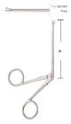 Micro ear forceps (very delicate) with oval cup jaws, 8cm, dia. 1 x 0.9mm, right curved
