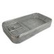 Sterilisation tray - perforated sides and flat wire mesh base and removable lid - 270x150x40mm