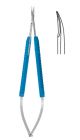Micro 2000 scissors, round blue anodised handles - Standard Curved, Serrated 15cm