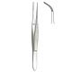 Iris delicate dressing forceps serrated 10cm - strong curve