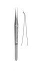 Micro forceps round handle 12cm - curved sharp