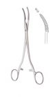 Mikulicz peritoneum forceps 1x2 teeth 20cm with screw joint - bent shaft - strong curve
