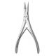 McIndoe bone cutting forceps 18cm, angled on flat, double action, narrow pointed jaws, jaws open 15mm at tip