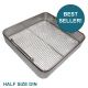 Sterilisation tray - perforated sides and flat wire mesh base - 240x250x50mm