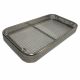 Sterilisation tray - perforated sides and flat wire mesh base - 270x150x30mm