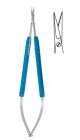 Micro 2000 scissors, round blue anodised handles - Standard Straight, Serrated 15cm