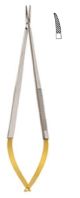 Jacobson micro needleholder curved 18cm w/out catch serrated - Tungsten Carbide fine