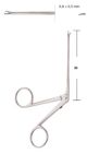 Micro ear forceps - 8cm, thumb manipulation: curved left, 0.6 x 0.5mm