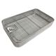 Sterilisation tray - perforated sides and flat wire mesh base with removable lid - 405x250x50mm